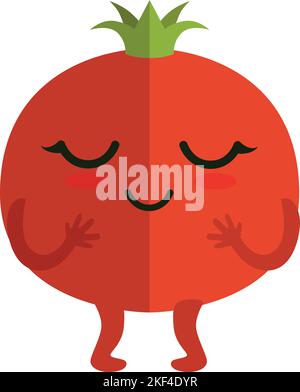 Kawaii tomato mascot. Red ripe vegetable character Stock Vector