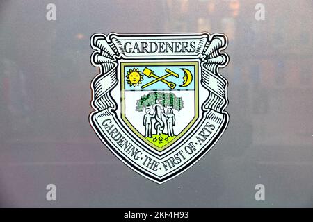 trades hall Glasgow close up of coat of arms for trade guild gardeners Stock Photo