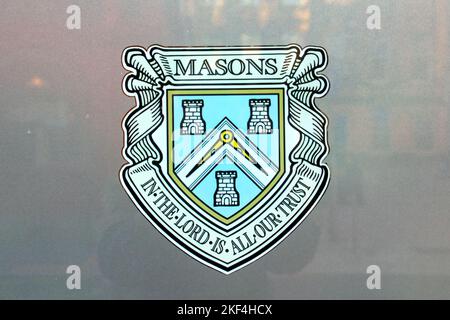 trades hall Glasgow close up of coat of arms for trade guild masons Stock Photo
