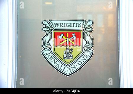 trades hall Glasgow close up of coat of arms for trade guild wrights Stock Photo