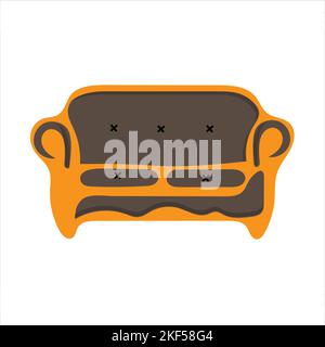 Home interior design icon, sofa icon, living room, vector illustration. Flat design style. Stock Vector