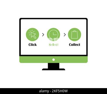 Click and collect your order. Goods delivery process icon Stock Vector