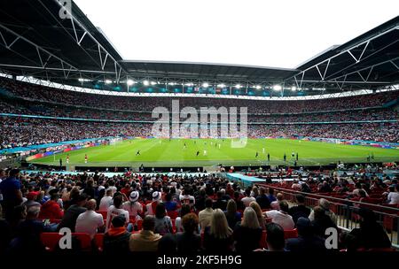 File photo dated 29-06-2021 of Wembley Stadium, London. Fourteen venues across five countries have been shortlisted by the UK and Ireland bid team to host matches at Euro 2028. Issue date: Wednesday November 16, 2022. Stock Photo