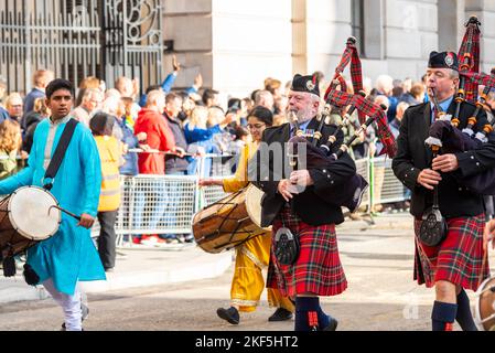 State Bank of India (SBI) at the Lord Mayor's Show parade in the City of London, UK. Indian bank participants and float Stock Photo