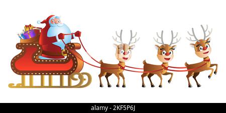 Clipart of cartoon version of reindeer and santa claus in christmas season,vector illustration Stock Vector