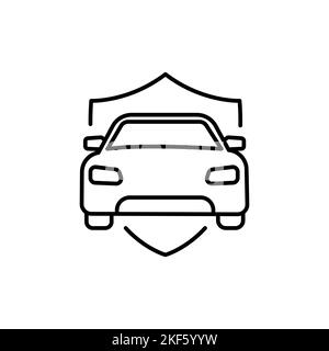 Transport insurance line icon. Car risk coverage sign. Vehicle protection symbol. Quality design element. Editable stroke. Linear style transport insu Stock Vector