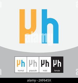 Letter Y and H logo design vector. Vector illustration. yellow and blue Stock Vector