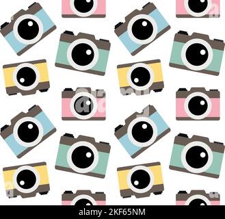 Vector seamless pattern of flat photo camera Stock Vector