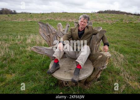 Organic farmer Guy Singh-Watson, pictured on Riverford Organic Farm, near Totnes, South Devon. Stock Photo