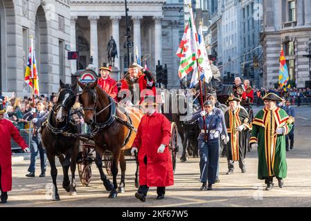 Horse drawn coach at the Lord Mayor's Show parade in the City of London ...