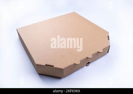 pizza box mockup isolated on white background. High quality photo Stock Photo