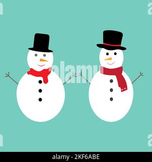 Snowman icon flat style. Vector eps10. Snowman with hat and scarf. Vector illustration. New year concept. Stock Vector