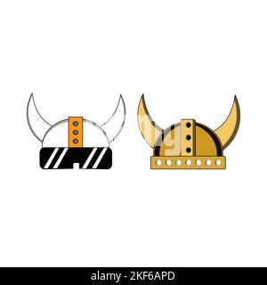 Helmet Viking Logo Template. Viking character head helmet an icon logo design inspiration. Helmet Viking logo set. Suitable for game store Stock Vector