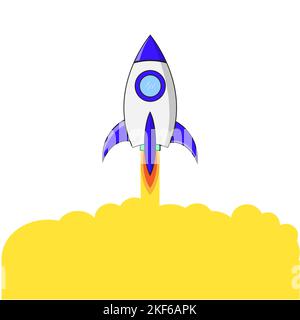 Rocket launch ship. start up, illustration concept of new business product on a market. Stock Vector