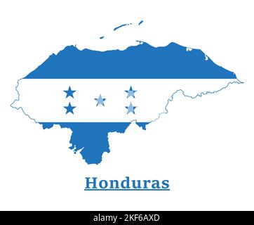 An image of the map of Honduras with the Honduras flag inside isolated on a white background Stock Vector