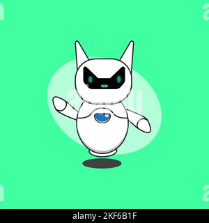 Cute Robot Vector Icon Illustration. Techology Robot Icon Concept Isolated Premium Vector. Flat Cartoon Style Stock Vector