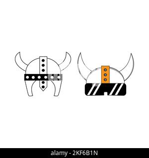Helmet Viking Logo Template. Viking character head helmet an icon logo design inspiration. Helmet Viking logo set. Suitable for game store Stock Vector