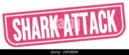 SHARK ATTACK text written on pink grungy stamp sign. Stock Photo