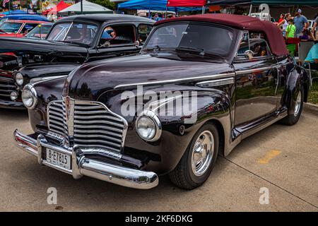 Des Moines, IA - July 02, 2022: High perspective front corner view of a 1941 Buick Special Convertible at a local car show. Stock Photo