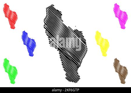 Sazan island (Republic of Albania) map vector illustration, scribble sketch Sazan map Stock Vector