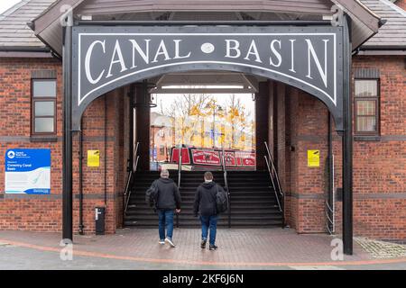 Entrance to the Canal Basin, Coventry City Centre, West Midlands, UK. Stock Photo