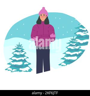 man froze. Frostbite concept banner. Cartoon illustration of frostbite vector concept banner for web design. Stock Vector