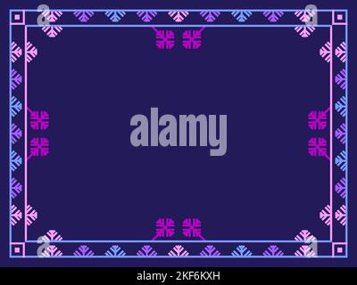 Winter frame with snowflakes in art line style. Christmas frame design for greeting card and invitation. Festive Christmas and New Year border in Scan Stock Vector