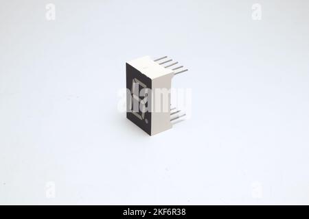 A 7-segment module on a white background used as a DIY material for electronics hobbyists. Stock Photo