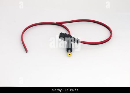 DC 12V male and female connector cables on a white background