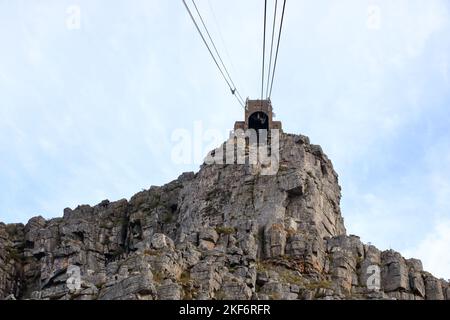 September 23 2022 - Cape Town in South Africa:: view of cable car to table mountain Stock Photo