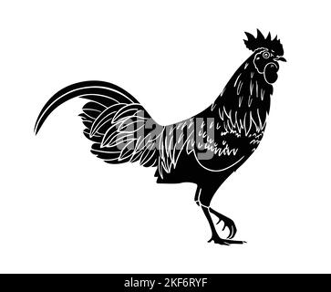 Chicken Rooster Farm Animal Silhouette Stock Vector