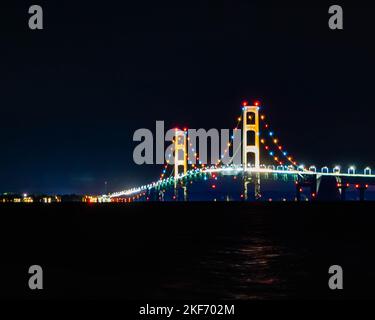 Mackinaw Bridge seen from St. Ignace Stock Photo