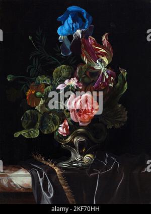 Flowers Still Life by the Dutch Golden Age painter, Willem van Aelst (1627-1683), oil on canvas, c. 1663 Stock Photo