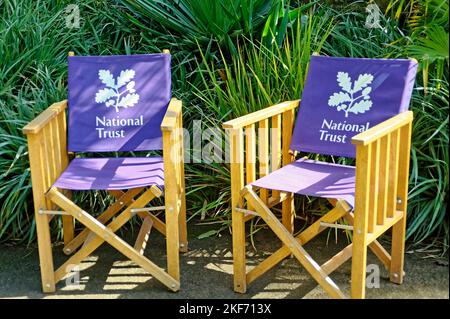 National Trust Chairs at Overbeck's Devon UK Stock Photo