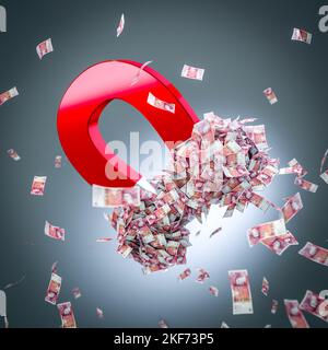 big red magnet attracts pound notes. 3d render background Stock Photo ...