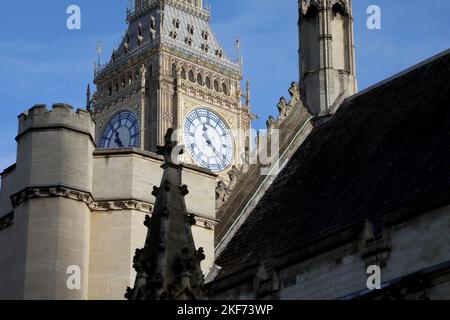 The clock of Big Ben in the Palace of Westminster in London, England on 16 November 2022 Stock Photo