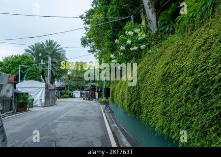 Singapore - October 05, 2022: Siloso beach in Sentosa island Singapore Stock Photo