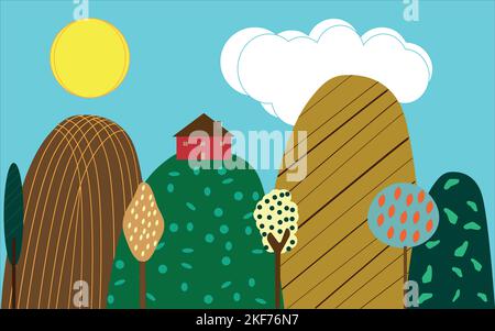 Horizontal seamless pattern in flat style Stock Vector