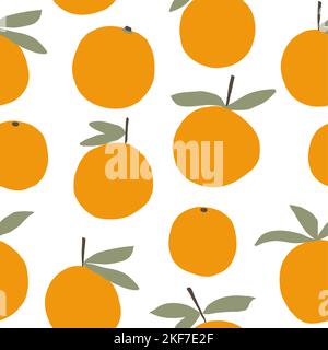 Vector seamless pattern with mandarins. Trendy hand drawn textures. Modern abstract design for paper, cover, fabric, interior decor and other users. Vector illustration Stock Vector