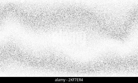 Grainy sand texture. Wavy stippled gradient background. Grunge noise dotwork wallpaper. Black dots, speckles, particles or granules. Vector monochrome Stock Vector