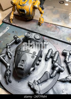 making a robot with a resin 3d printer Stock Photo