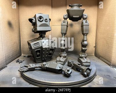making a robot with a resin 3d printer Stock Photo