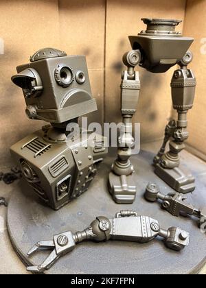 making a robot with a resin 3d printer Stock Photo