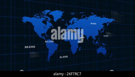 Numbers rising against world map in background Stock Photo - Alamy