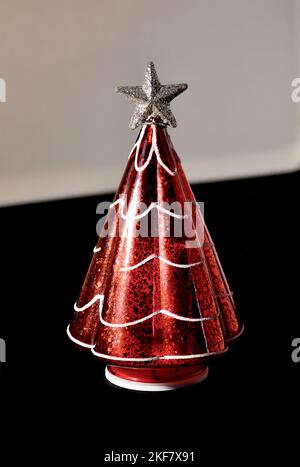 Christmas Tree Decoration red with a silver star Stock Photo