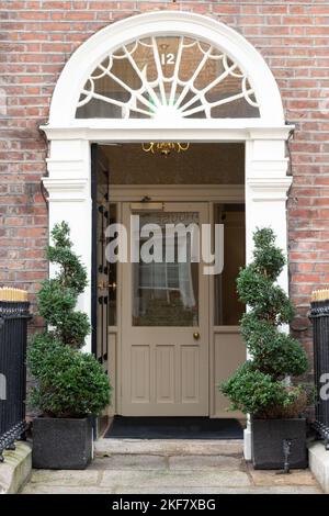 Open georgian door in Dublin, Ireland. Historic doors Stock Photo