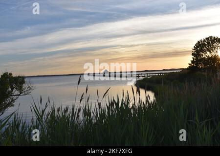 sunset on the Bay in Ocean City Maryland Stock Photo