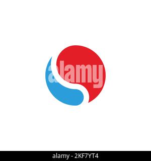 Water and fire, circle geometric symbol simple logo vector Stock Vector