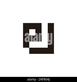 Letter p and J square geometric symbol simple logo vector Stock Vector