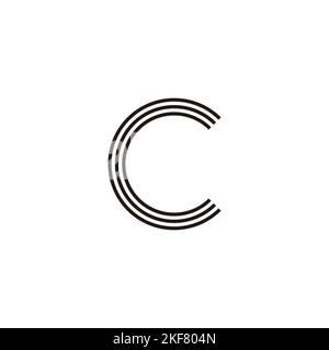 Letter C three lines geometric symbol simple logo vector Stock Vector